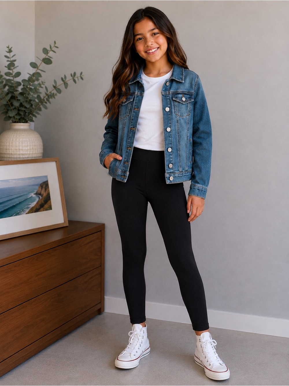 SOHO BLUE Girls Denim Jean Jacket Medium 10/12 Stretch Button Front